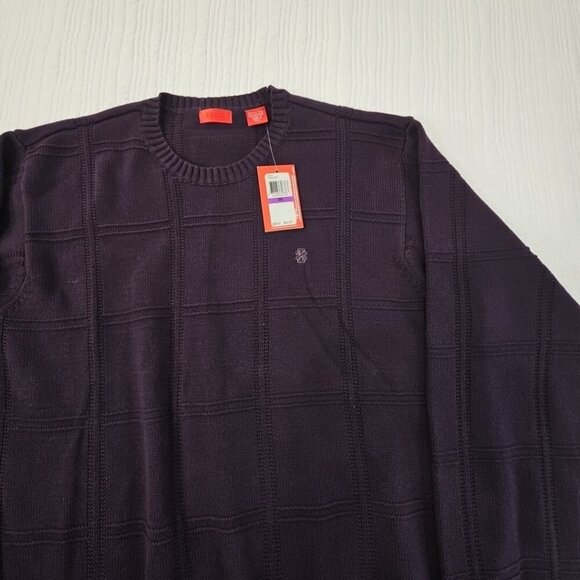 Izod Luxury Sport Blackberry Purple Chunky Cable Knit Sweater Men's XXL NWT NEW - Picture 4 of 16